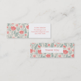 Floral Botanical Pattern Pink Order Thank You Mini Business Card
