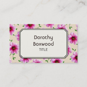 Floral Botanical Pink Garden Flower Customisable Business Card