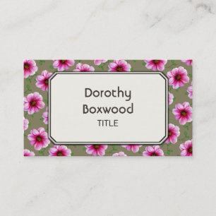 Floral Botanical Pink Garden Flower Customisable Business Card