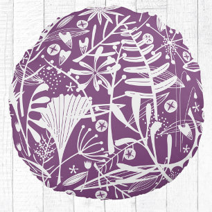 Floral Botanical Purple Round Cushion