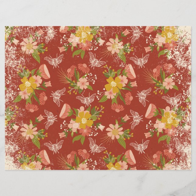 Floral Botanical Scrapbook Junk Journal Paper (Front)