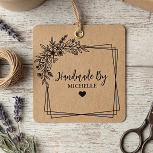 Floral Botanical Stylish Handmade With Love Rubber Stamp