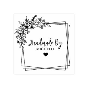 Floral Botanical Stylish Handmade With Love Rubber Stamp