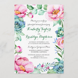 Floral Botanical Watercolor Rehearsal Dinner Invitation