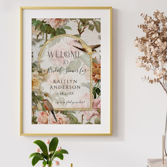 Floral Botanical Watercolor Welcome Bridal Shower Poster (Creator Uploaded)