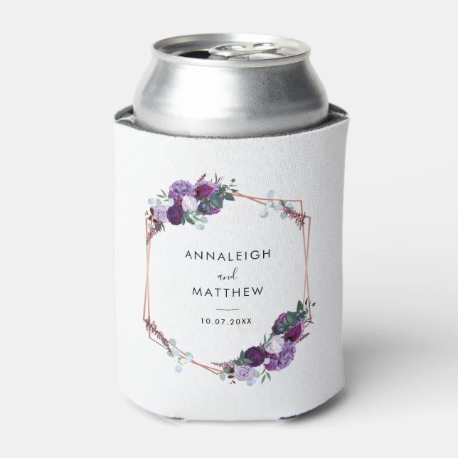 Floral Botanical Wedding Custom Can Cooler (Can Front)