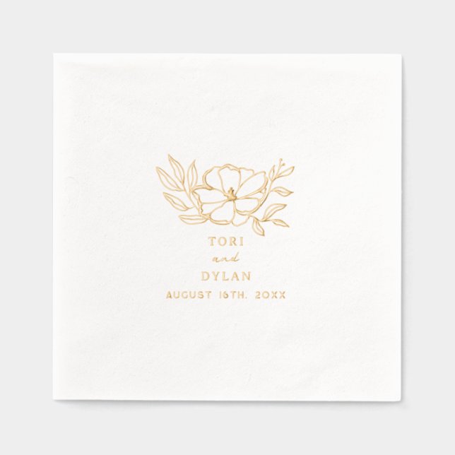 Floral Botanical Wedding Foil Napkins (Front)