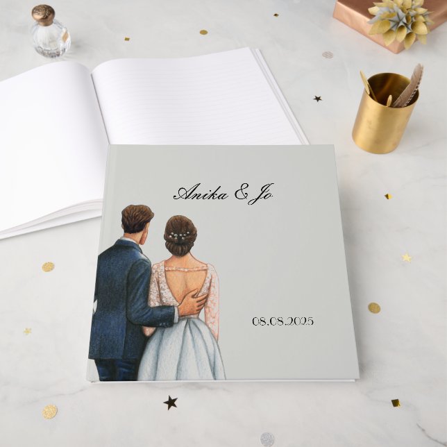 Floral Botanical wedding  Guest Book (Front Open)