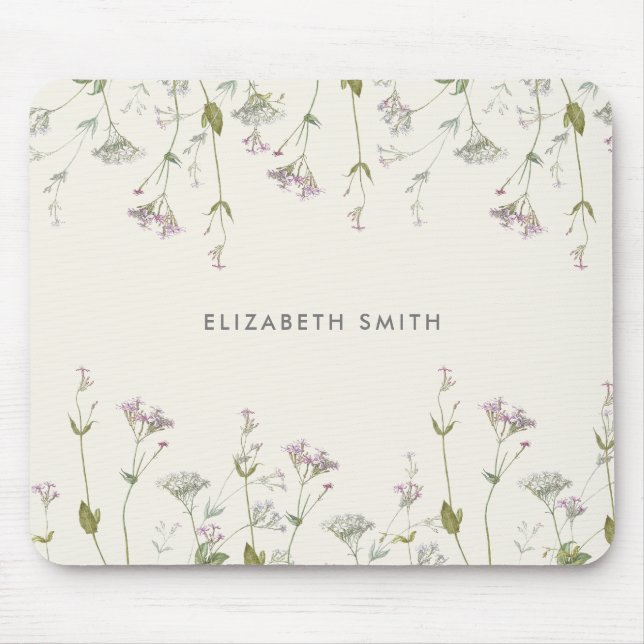 Floral Botanical Wildflower Personalised Mouse Mat (Front)