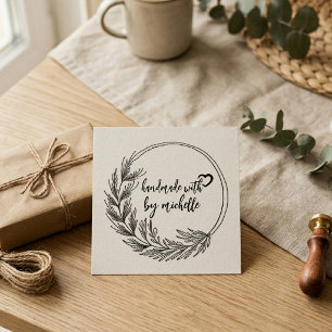 Floral Botanical Wreath Stylish Handmade With Love Rubber Stamp