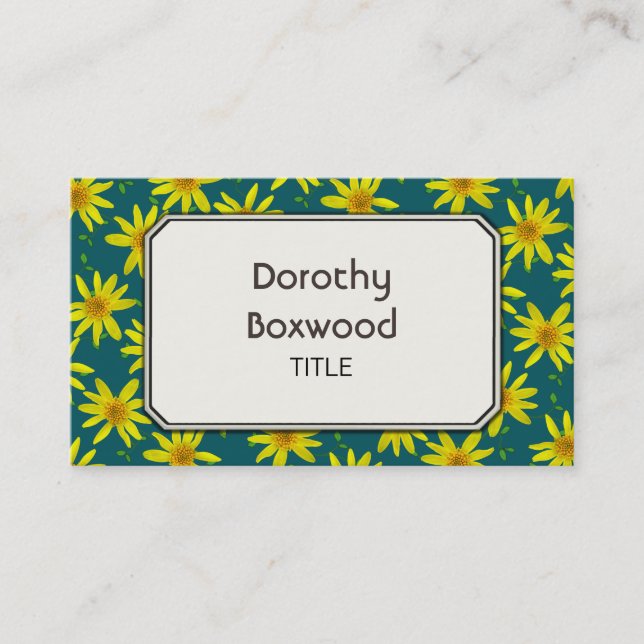 Floral Botanical Yellow Wildflowers Customisable Business Card (Front)