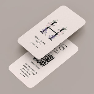 Floral Botanist Wildflower Monogram Pink Elegant Business Card