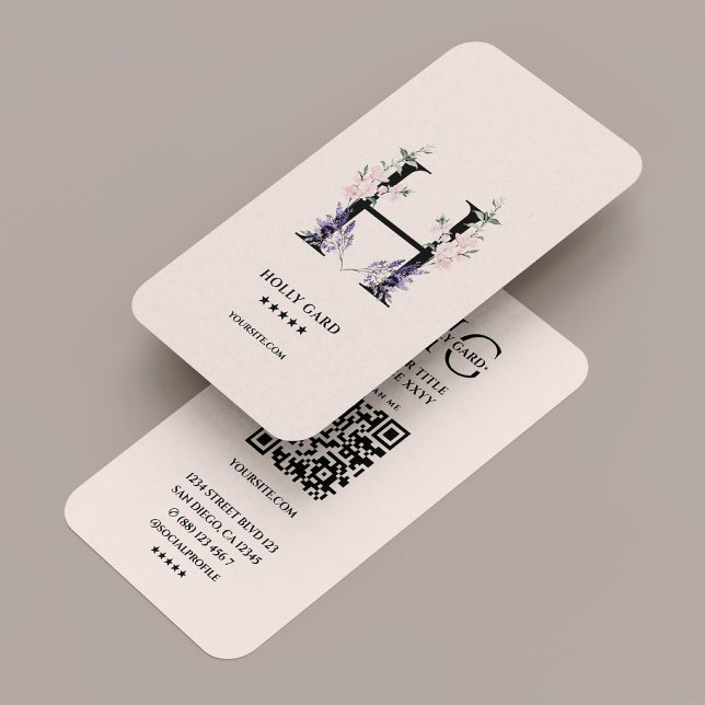 Floral Botanist Wildflower Monogram Pink Elegant Business Card (Floral Botanist Wildflower Monogram Pink Elegant Business Card
)