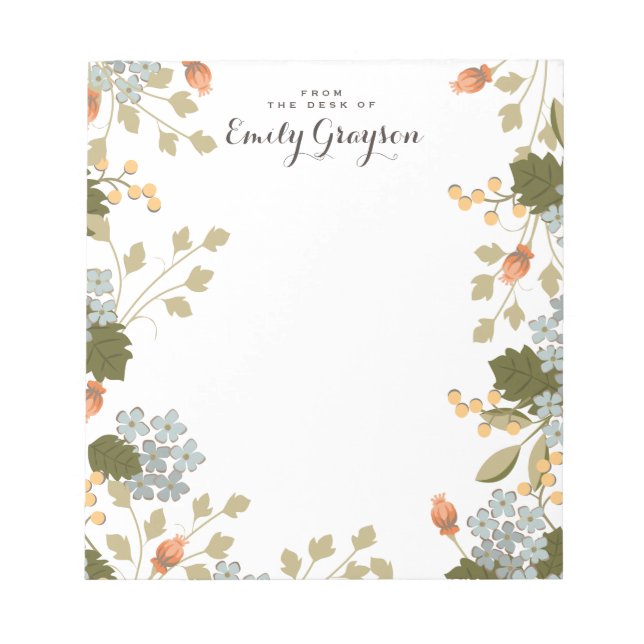 Floral Bounty Personalised Social Stationery Notepad (Front)