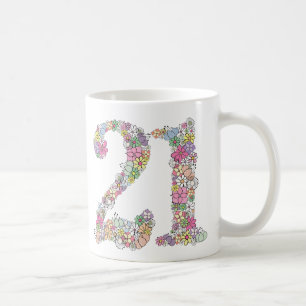 Floral Bouquet 21st 21 Number Birthday Mug Gift