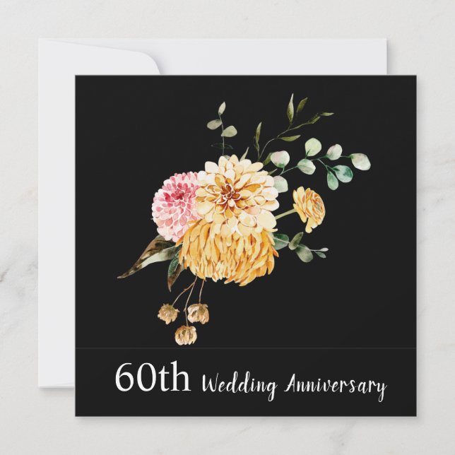 Floral Bouquet 60th Wedding Anniversary Invitation (Front)