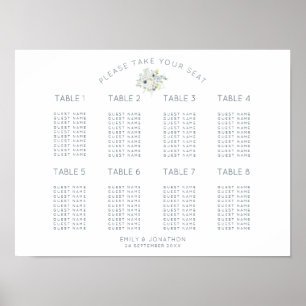 Floral Bouquet 8 Tables 80 Square Seating Chart