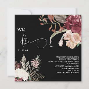 *~* Floral Bouquet AR15 RSVP MERLOT QR WEDDING Invitation