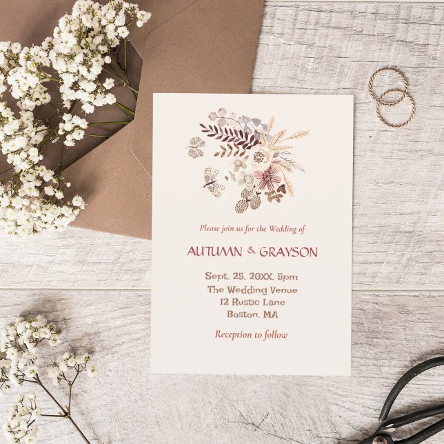 Floral bouquet autumn colours Wedding Invitation (Creator Uploaded)
