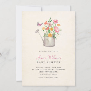 Floral bouquet baby shower invitation