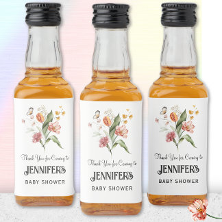 Floral Bouquet, Baby Shower Thank You Favour, Liquor Bottle Label