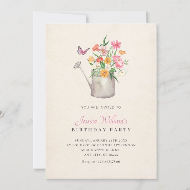 Floral bouquet birthday invitation (Front)