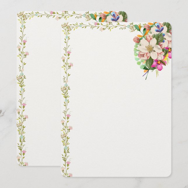 Floral Bouquet Blank Invitation (Front/Back)