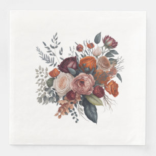 Floral Bouquet Boho Style Flowers Artwork 2 Napkin