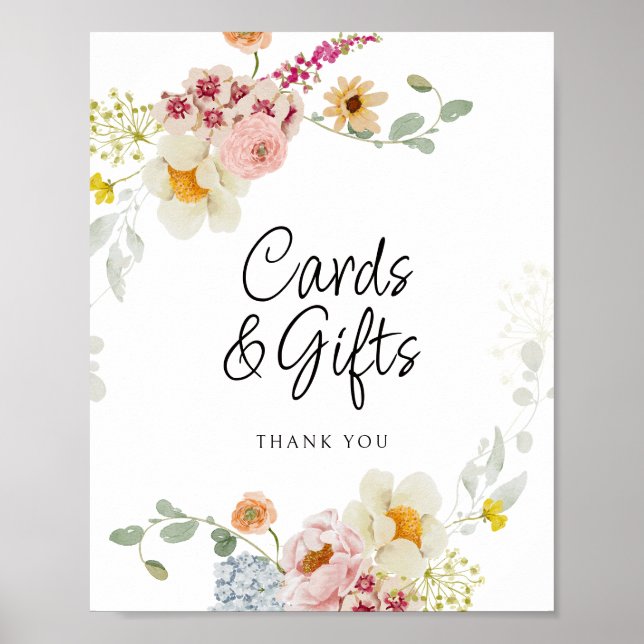 Floral Bouquet Bridal Shower Cards & Gifts Poster (Front)