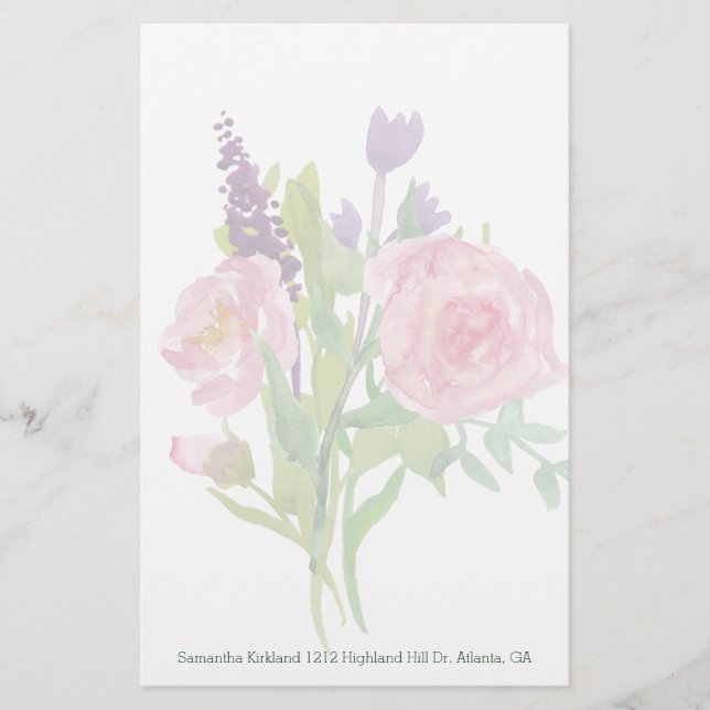 Floral Bouquet Custom Stationery (Front)