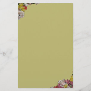 Floral Bouquet Design on Light Gold Stationery