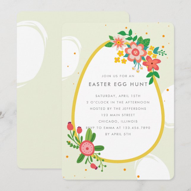 Floral Bouquet Easter Egg Party Invitation (Front/Back)