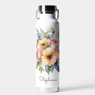 Floral Bouquet Elegant Flowers Personalised Water Bottle
