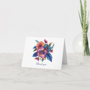 Floral Bouquet Faux Embroidery Yarn Design Thank You Card