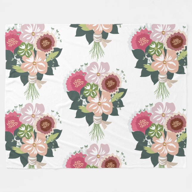 Floral Bouquet Fleece Blanket (Front (Horizontal))