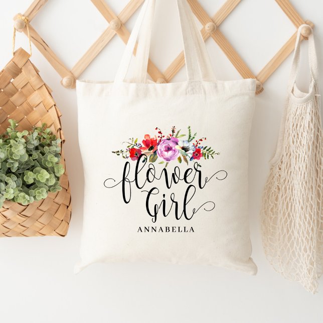 Floral Bouquet Flower Girl Tote Bag (Creator Uploaded)