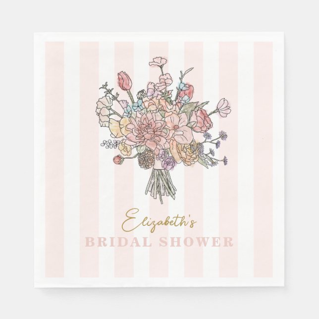 Floral Bouquet Fresh off the Market Bridal Shower Napkin (Front)