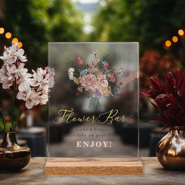 Floral Bouquet Fresh off the Market Flower Bar Acrylic Sign (Floral Bouquet Fresh off the Market Flower Bar Acrylic Sign)