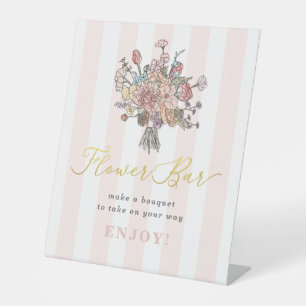 Floral Bouquet Fresh off the Market Flower Bar Pedestal Sign