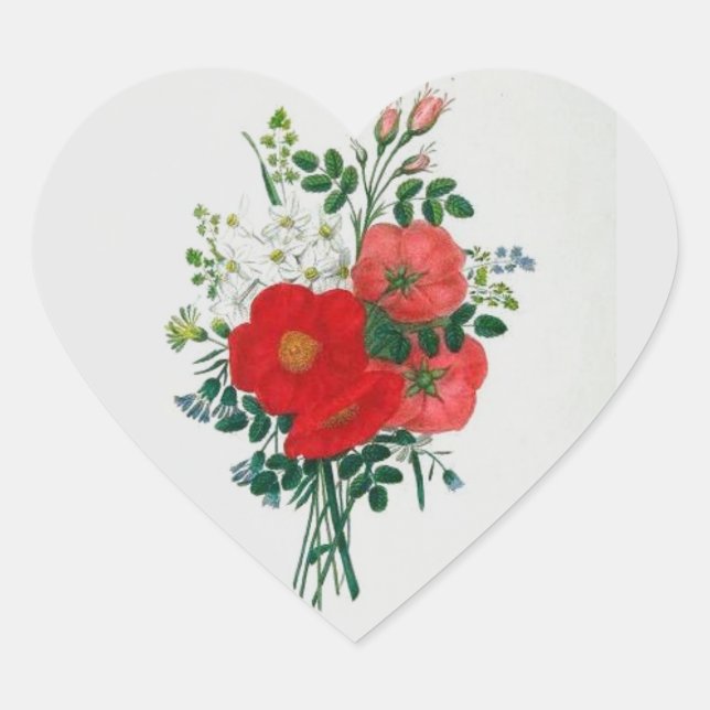 Floral Bouquet Heart Sticker (Front)