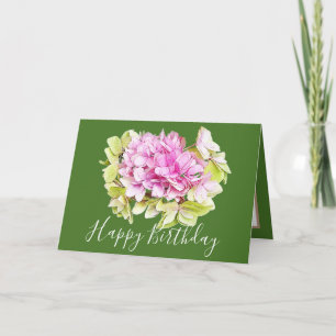Floral Bouquet Hydrangea Flower Pink Girl Birthday Card
