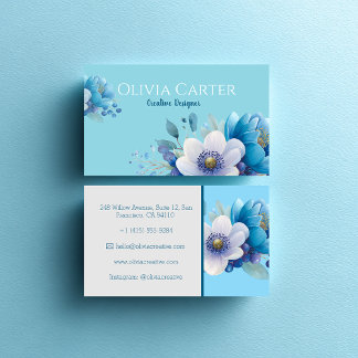 floral bouquet in a serene watercolor style. business card
