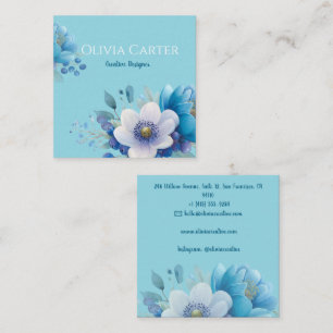 floral bouquet in a serene watercolor style. square business card