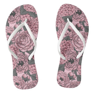 Floral bouquet in pink flip flops