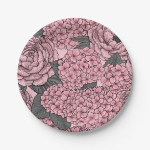 Floral bouquet in pink paper plate