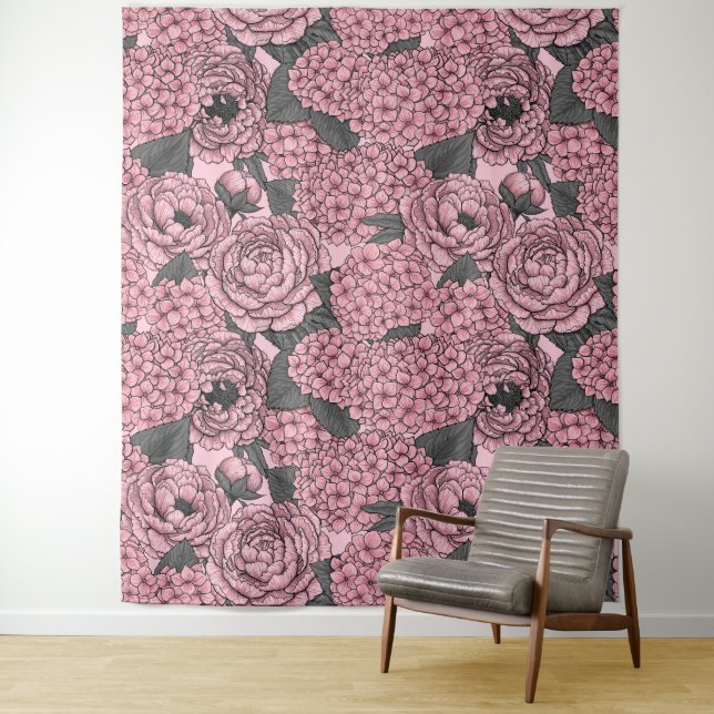 Floral bouquet in pink tapestry (In Situ)