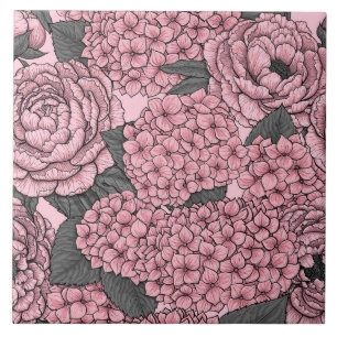 Floral bouquet in pink tile