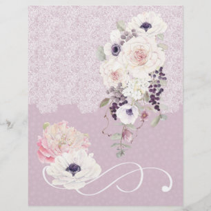 Floral Bouquet & Lace Wedding Scrapbook Paper