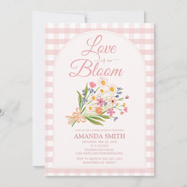 FLORAL Bouquet Love Is in Bloom Bridal Shower  Invitation (Front)