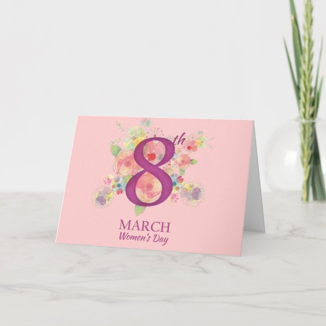 Floral Bouquet March 8 International Woman's Day Card (Front)